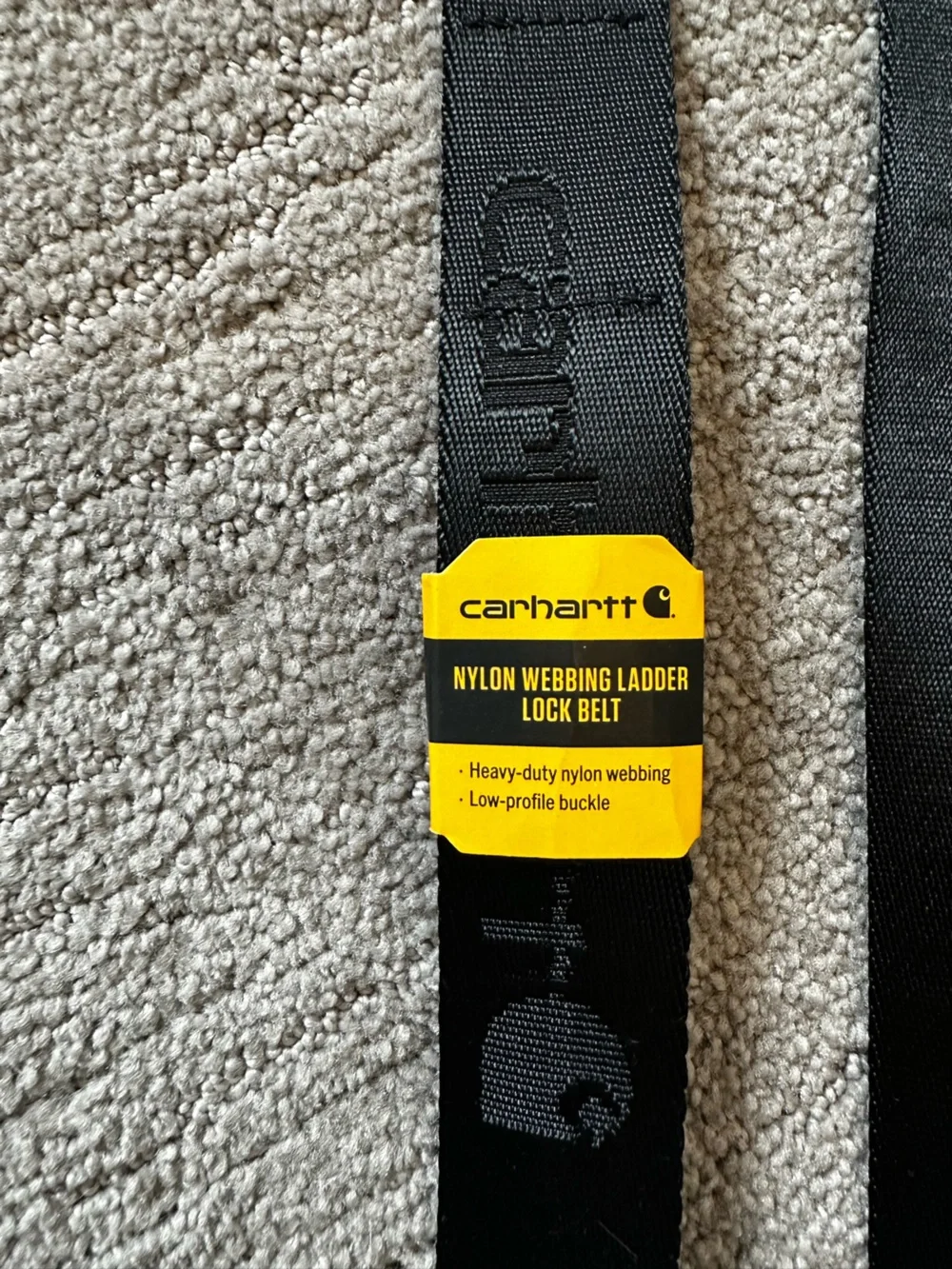 Carhartt Black Webbing Belt with Yellow Tab